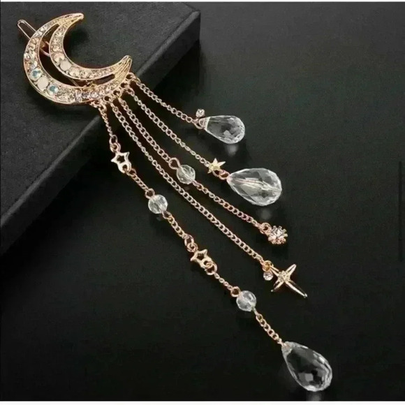 Boho Moon and Stars Bohemian Crystal Hair Clips - Picture 3 of 6